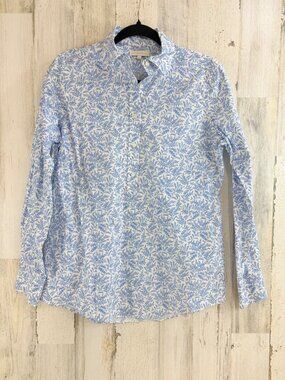 Ann Mashburn Liberty Floral Shirt Sz M Hope Springs Blue Popover Button Down